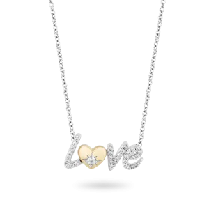 Hallmark Fine Jewelry Diamond LOVE Necklace in Sterling Silver & 14K Yellow Gold