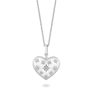 Hallmark Fine Jewelry Superstar Heart Pendant in Sterling Silver with Diamond