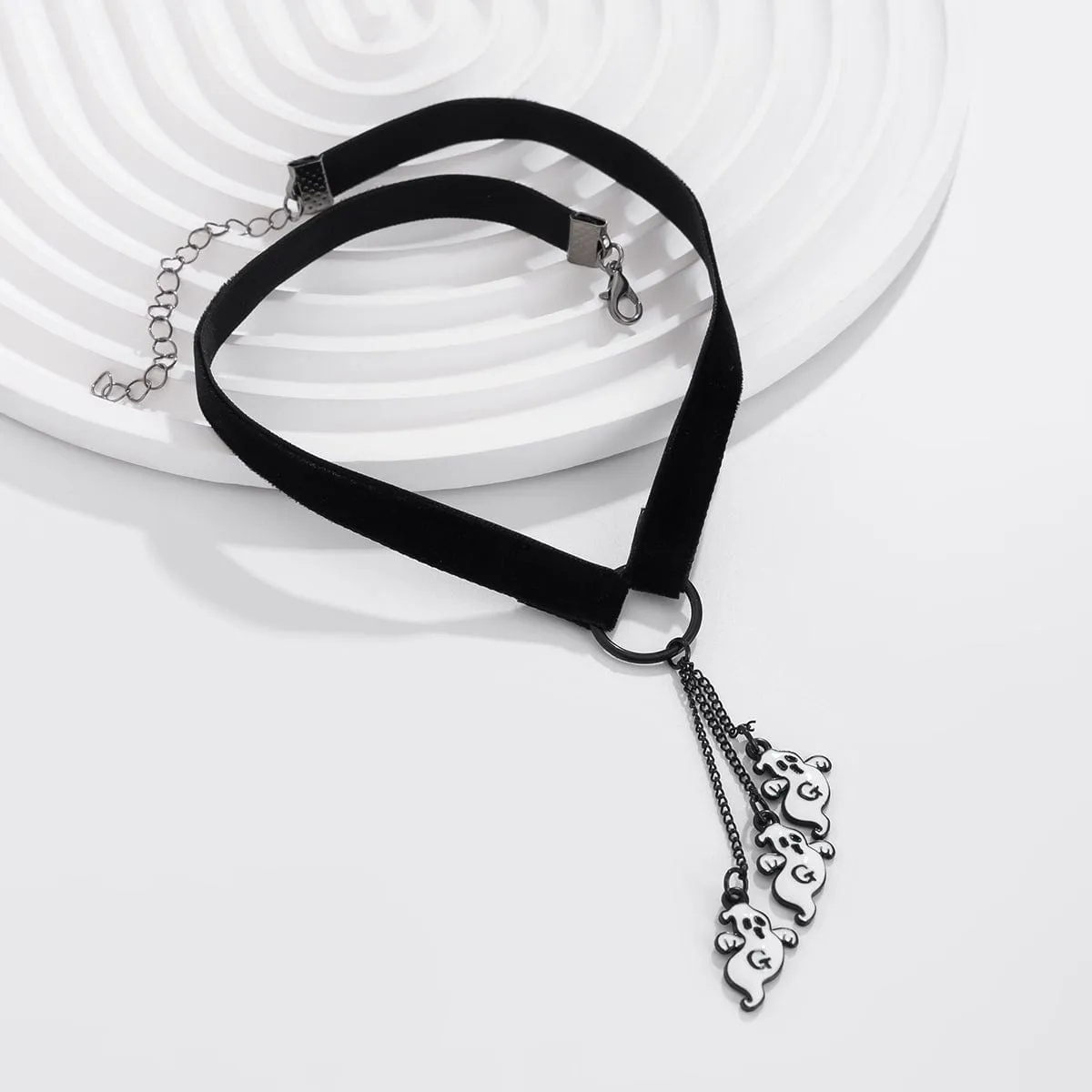 Halloween Ghost Pendant Velvet Necklace