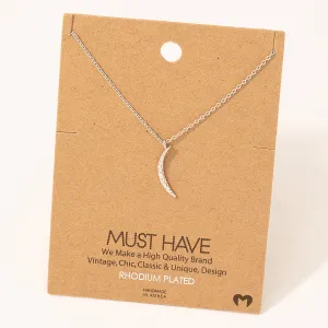 Hammered Crescent Pendant Necklace: S