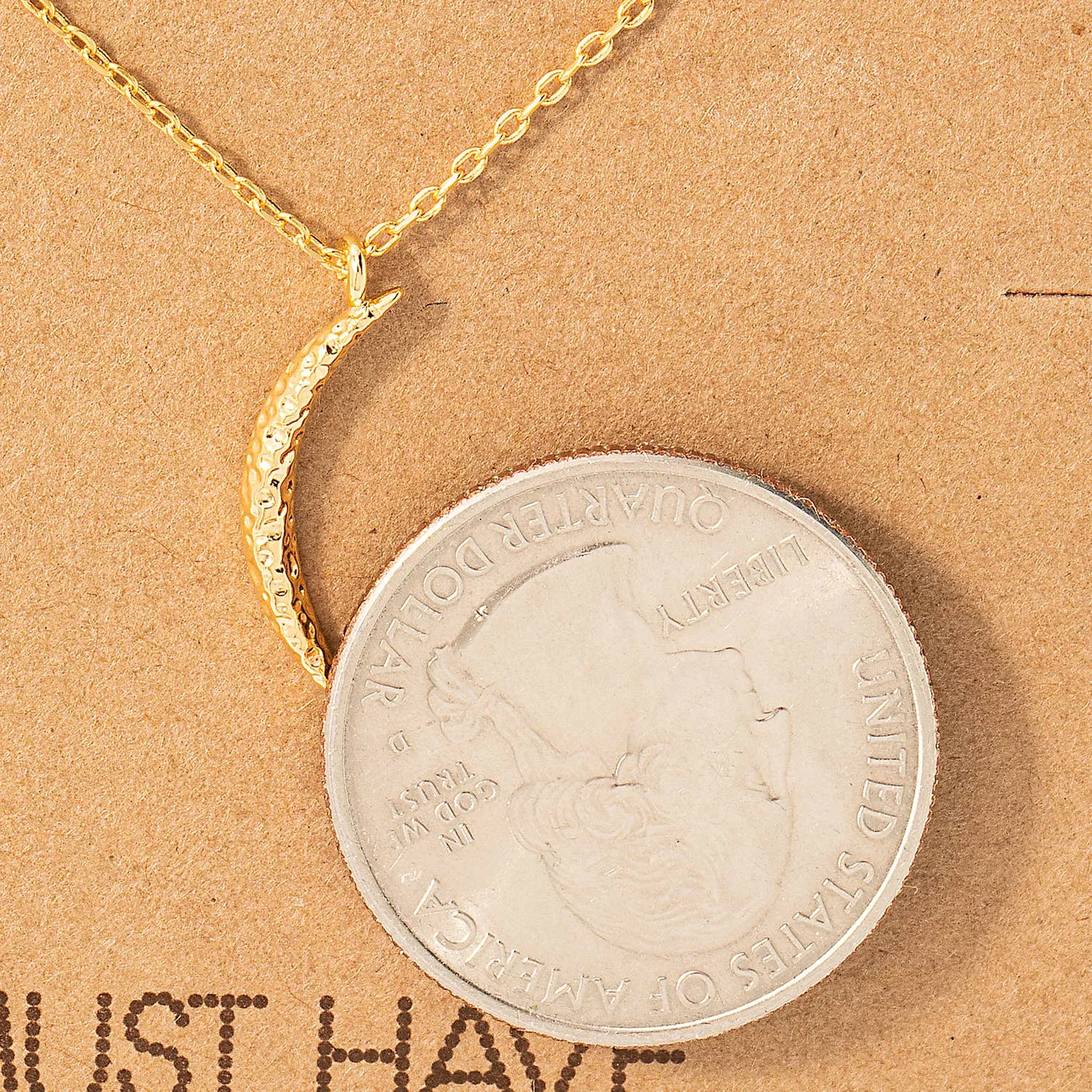Hammered Crescent Pendant Necklace: S