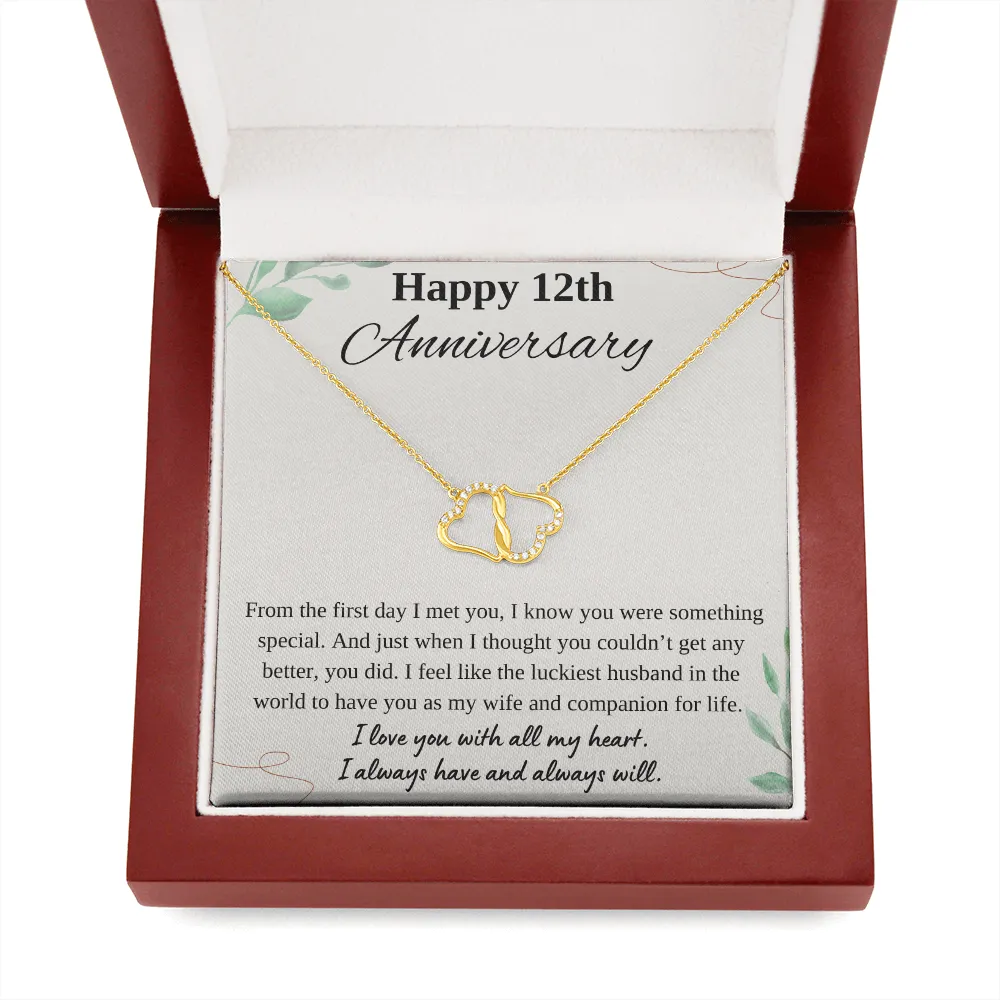Happy 12th Anniversary Infinity Hearts Necklace