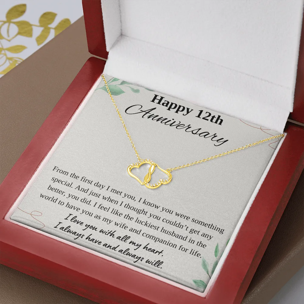 Happy 12th Anniversary Infinity Hearts Necklace