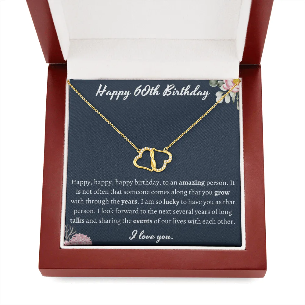 Happy 60th Birthday Infinity Hearts Necklace