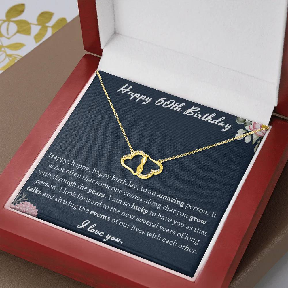 Happy 60th Birthday Infinity Hearts Necklace