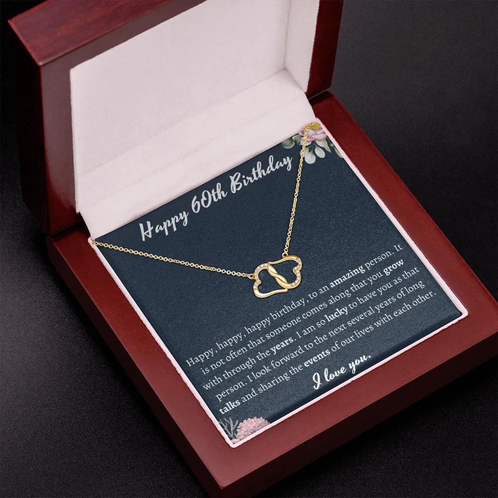 Happy 60th Birthday Infinity Hearts Necklace