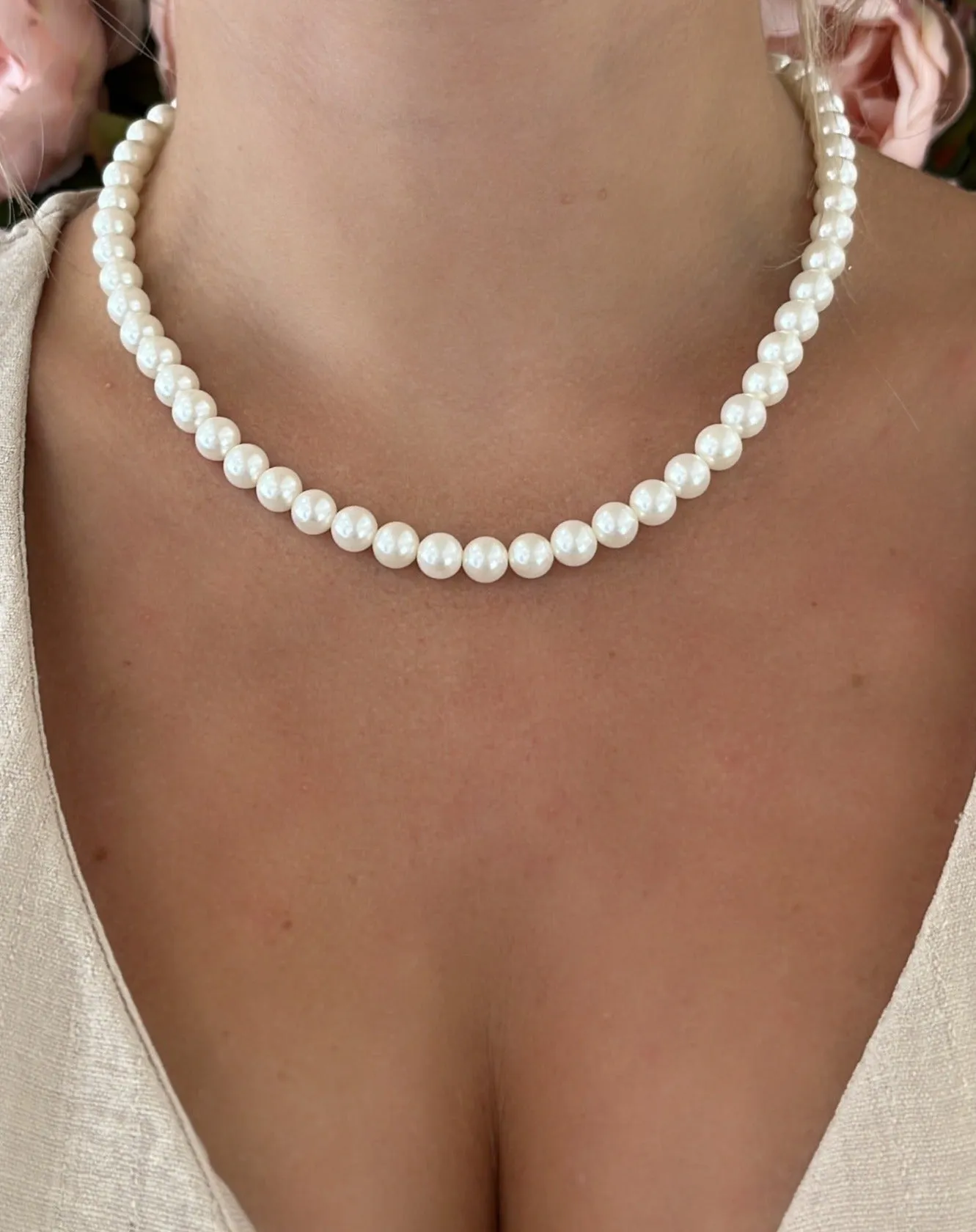 Hepburn Freshwater Pearl & Cubic Zirconia Heart Necklace