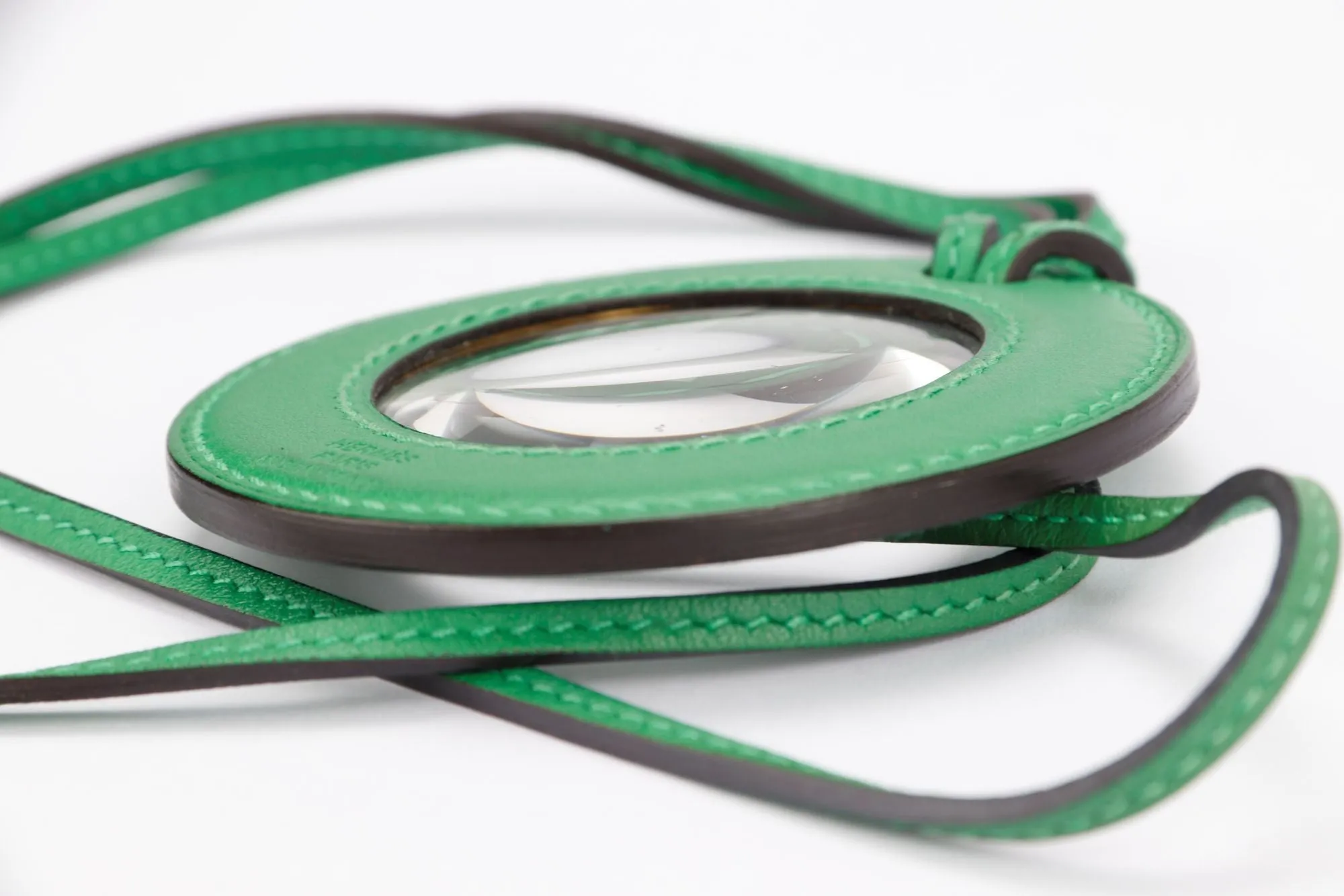 Hermes Green Color Magnifying Glass Necklace