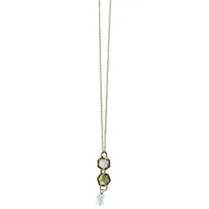 Hexagon Necklace 4914 A with Australian Opal Lemon Chalcedony and Moonstone by Michelle Pressler Jewelry