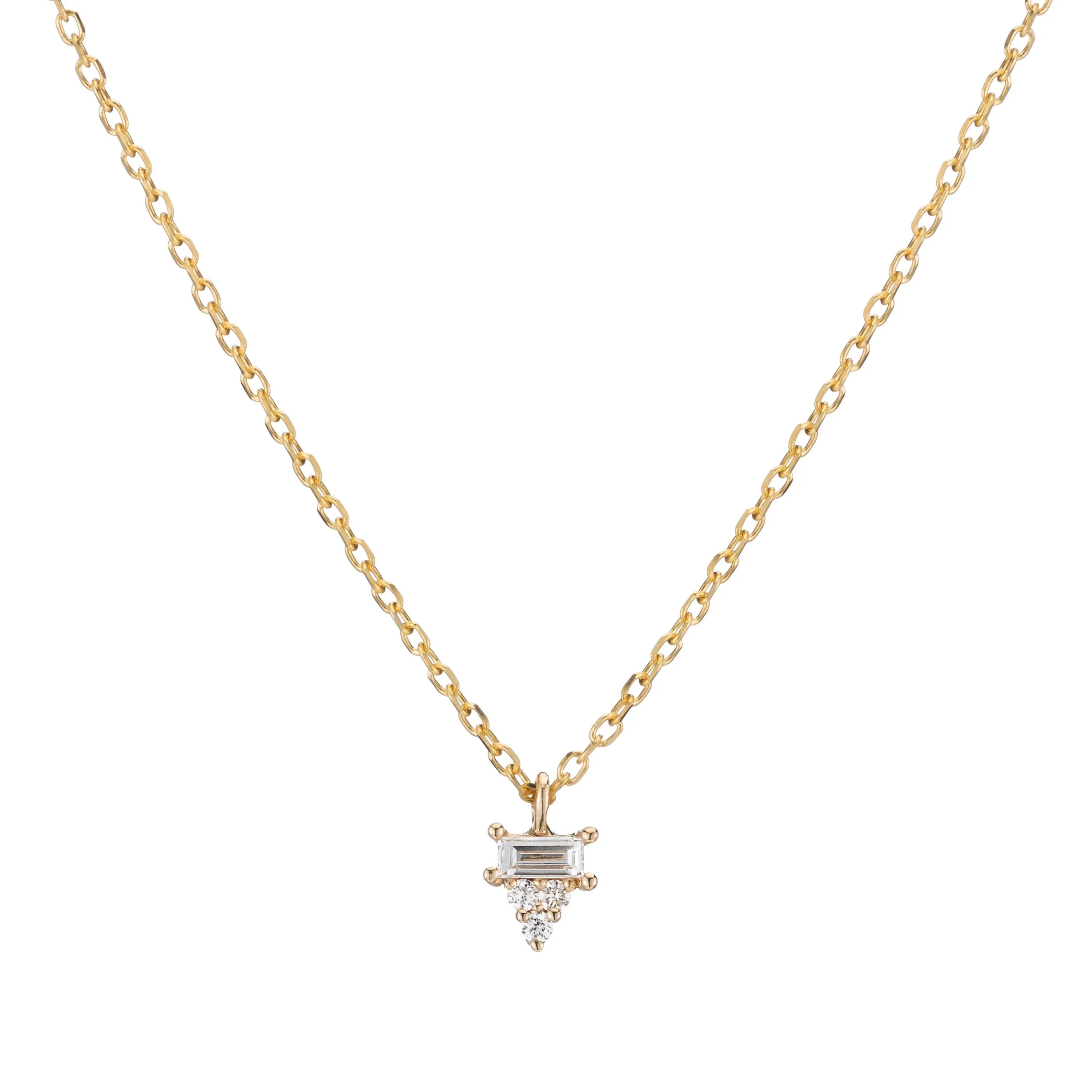 jennie kwon diamond baguette cluster necklace