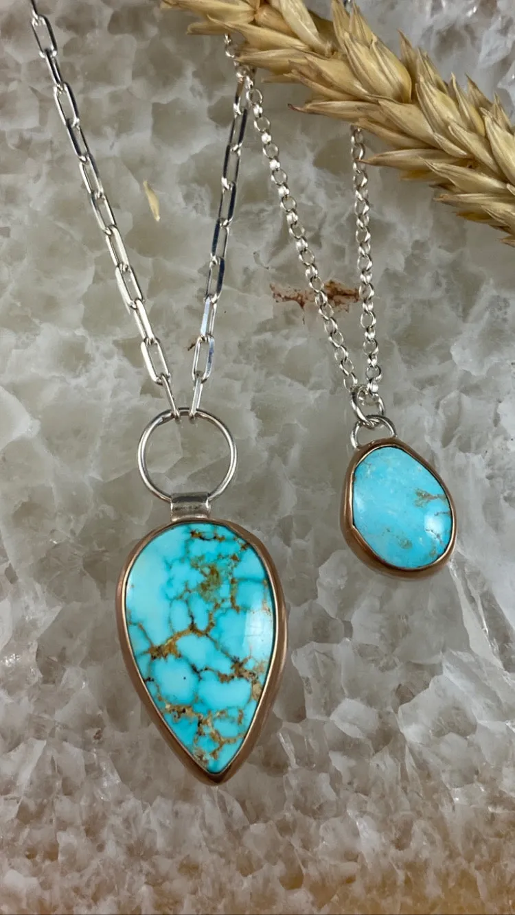 Kingman’s teardrop bronze & sterling silver necklace