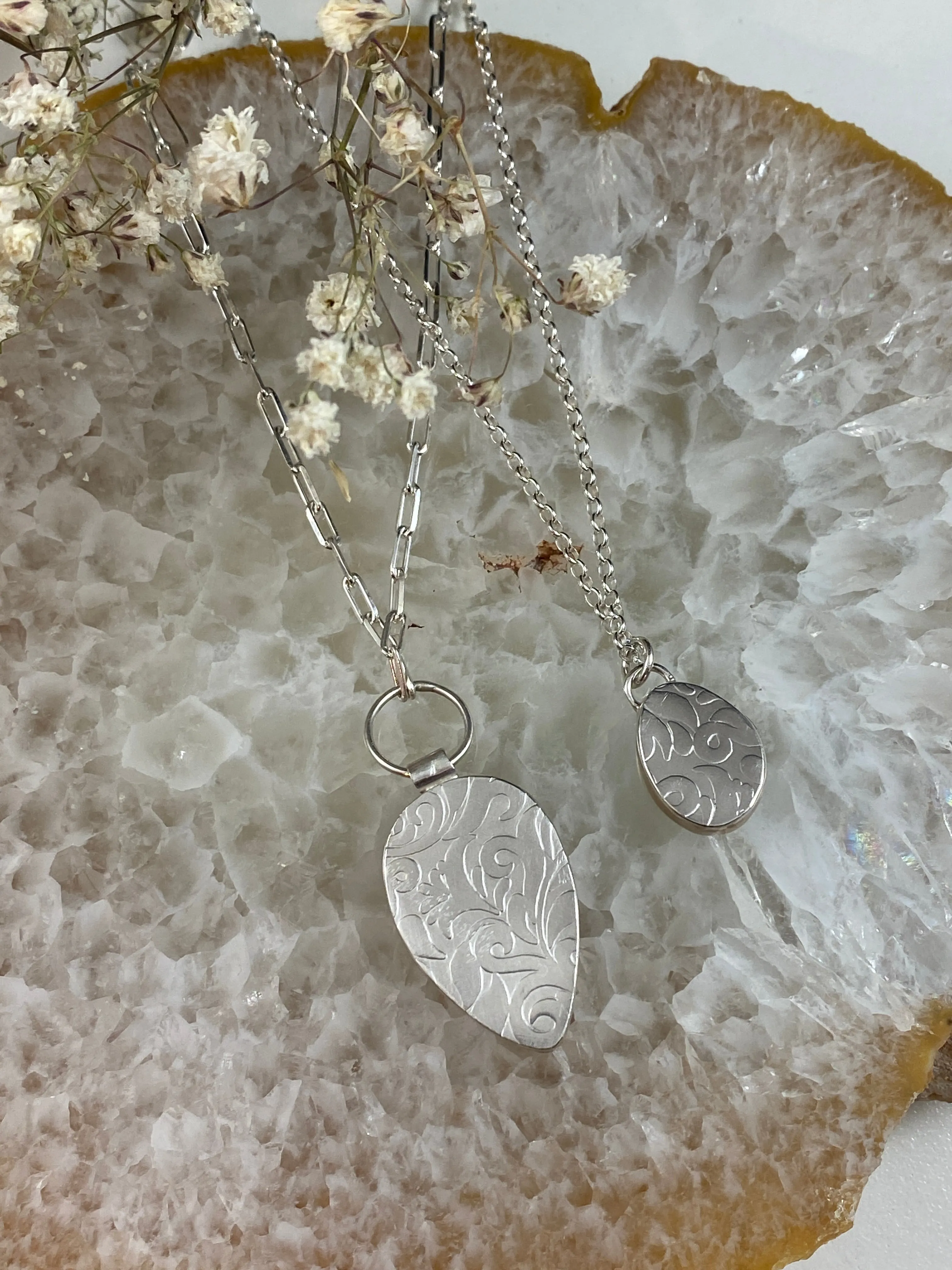 Kingman’s teardrop bronze & sterling silver necklace