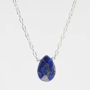 Lapis Lazuli Necklace for Women | Handmade Blue Gemstone Pendant with Gold Pyrite | 18-20" Adjustable Chain