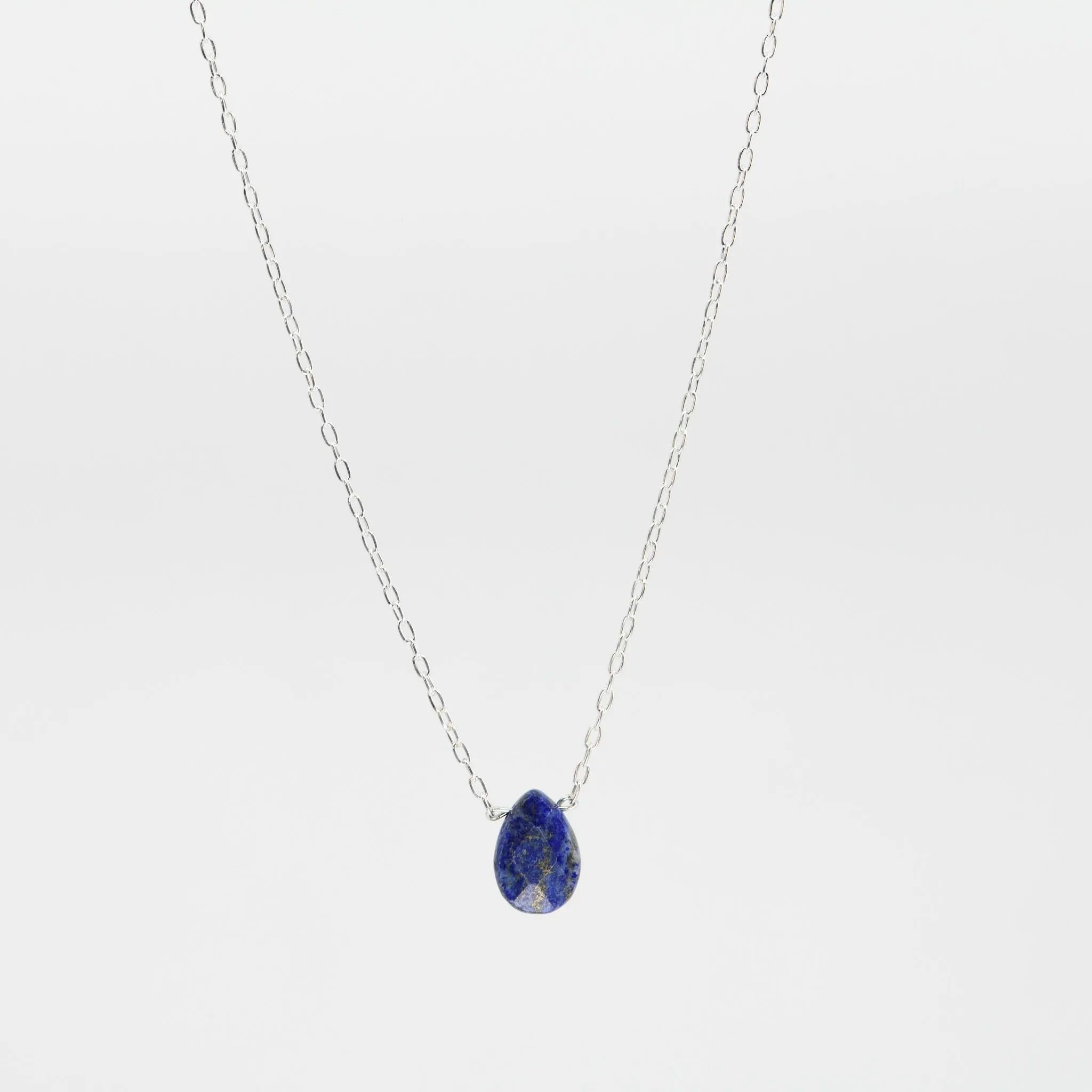 Lapis Lazuli Necklace for Women | Handmade Blue Gemstone Pendant with Gold Pyrite | 18-20" Adjustable Chain