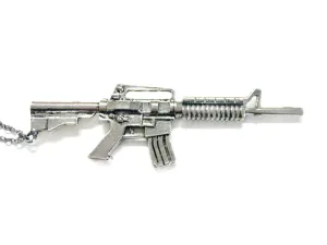 Large M16 Automatic Rifle Pendant Necklace