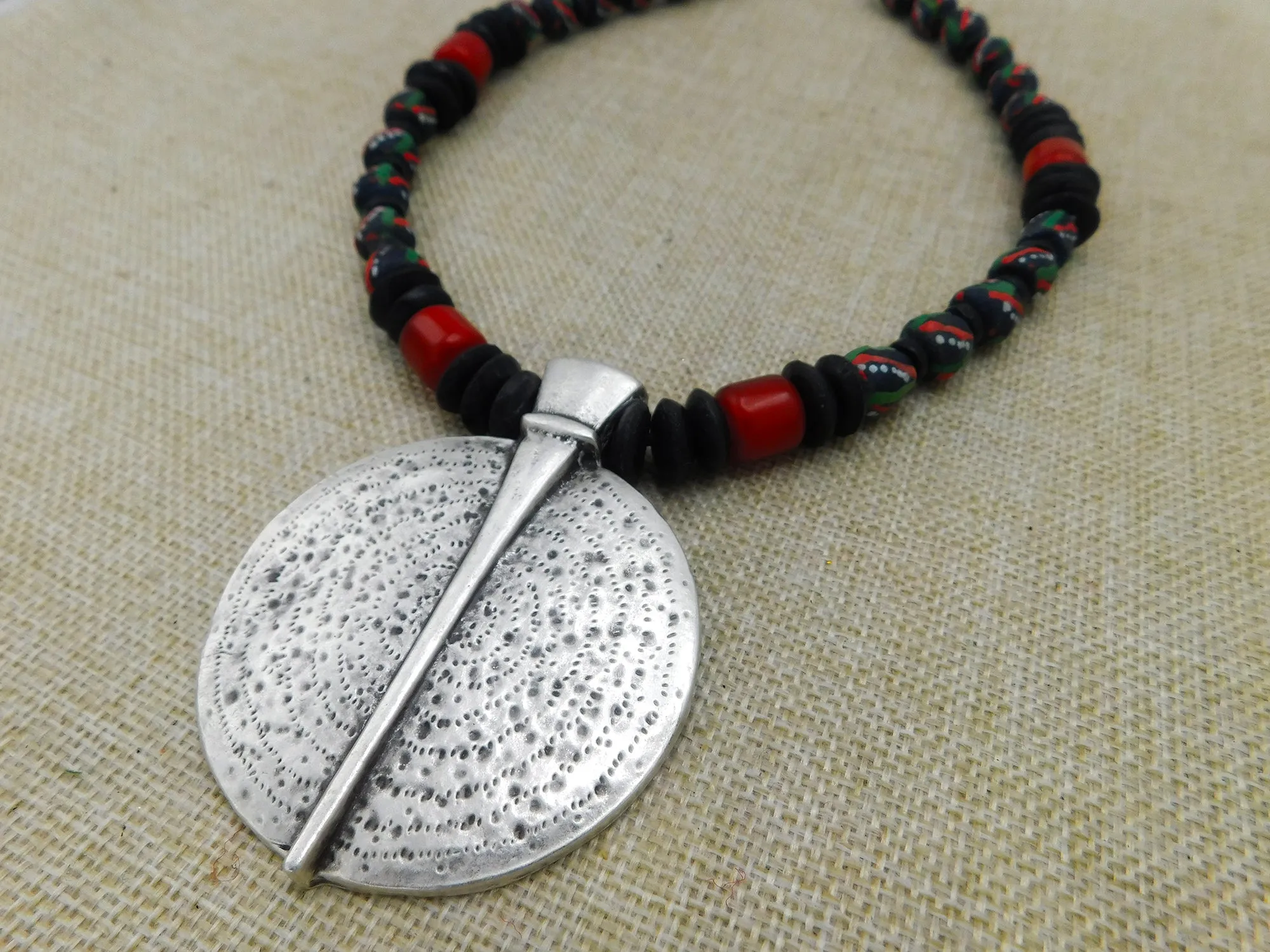 Large Silver African RBG Beaded Jewelry Pan African Black Owned Unisex
