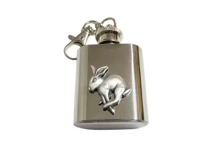 Leaping Hare Rabbit 1 Oz. Stainless Steel Key Chain Flask