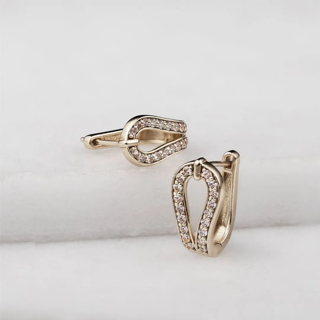Levade - Moissanite Clear Stone Sterling Silver Horseshoe Earring
