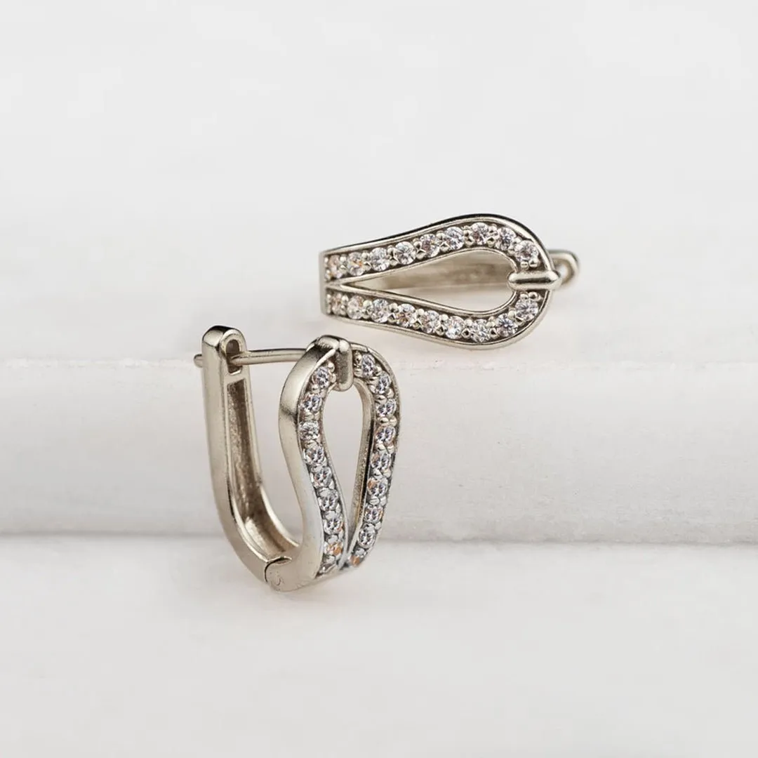 Levade - Moissanite Clear Stone Sterling Silver Horseshoe Earring