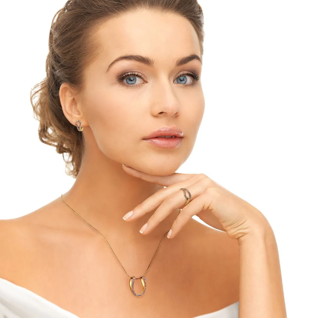 Levade - Violet Moissanite Stones and Sterling Silver Horseshoe Necklace