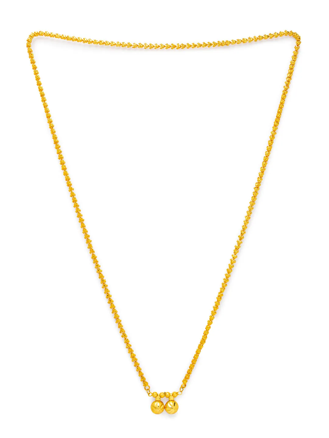 Long Chain Necklace Designs Gold Plated Floral Designs Chain with Vati Pendant Necklace (37 Inches)