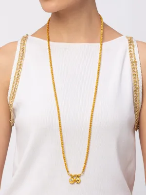 Long Chain Necklace Designs Gold Plated Floral Designs Chain with Vati Pendant Necklace (37 Inches)