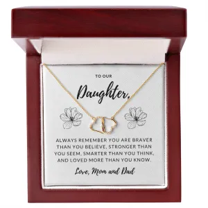 Love more than you know-Everlasting Love Gold Hearts Necklace for Daughter