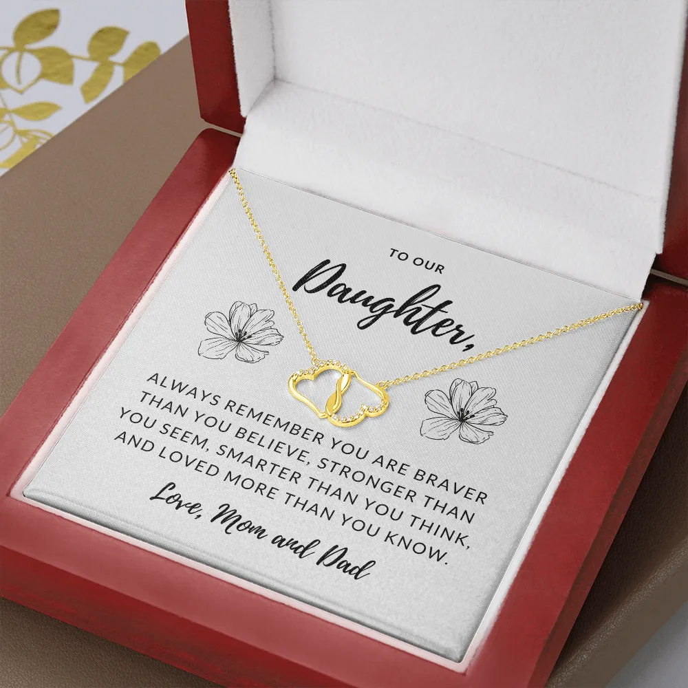 Love more than you know-Everlasting Love Gold Hearts Necklace for Daughter