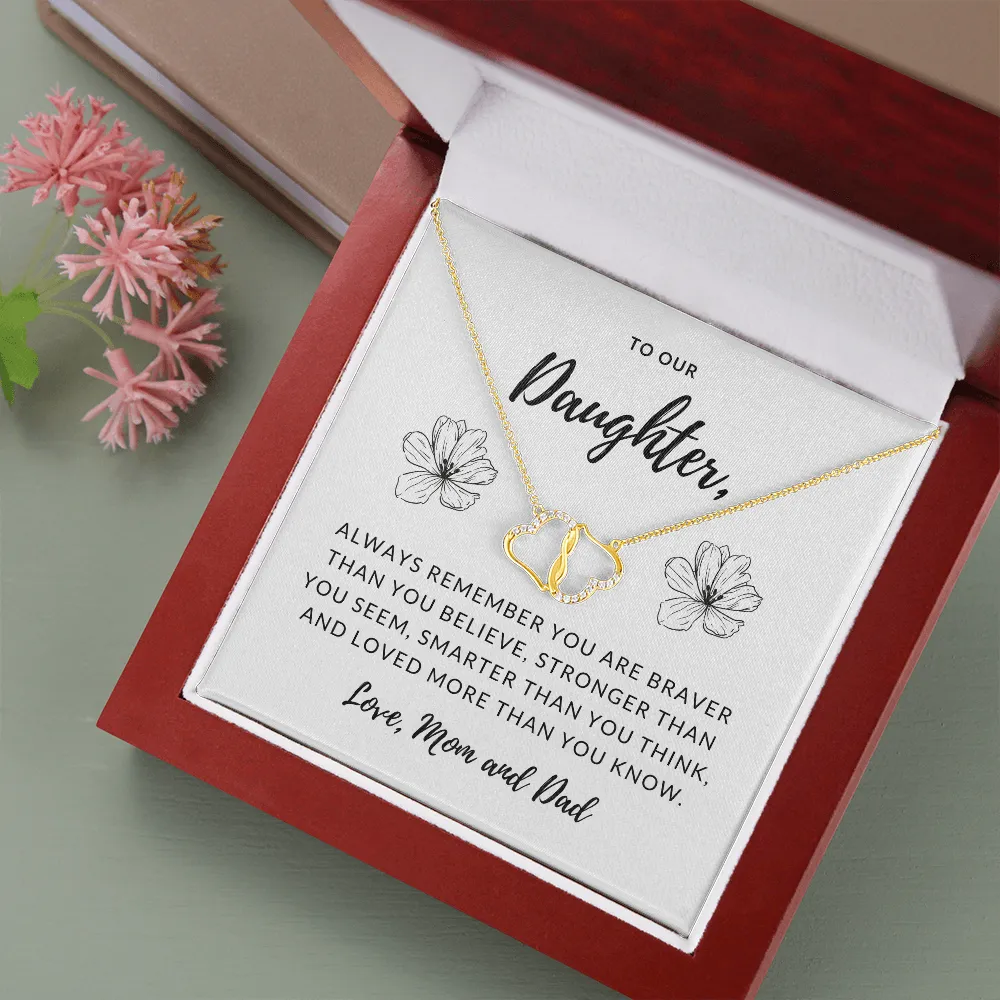 Love more than you know-Everlasting Love Gold Hearts Necklace for Daughter