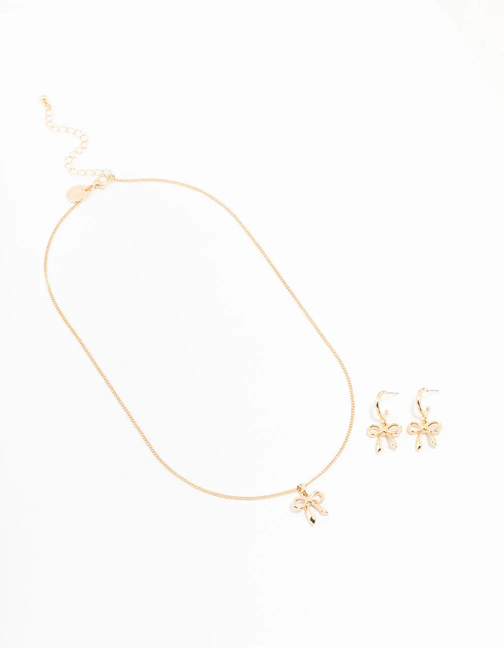 Lovely Gold Bow Necklace & Earring Set