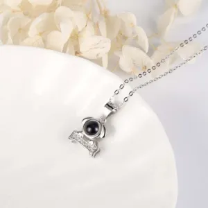 Lovely Puppy Dog Bone Necklace with Picture Inside