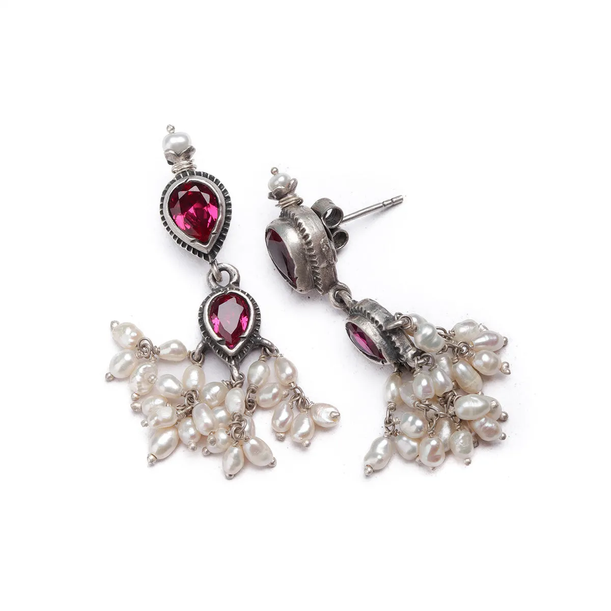 Maharashtrian Tanmani Silver Necklace (Pink) by Moha