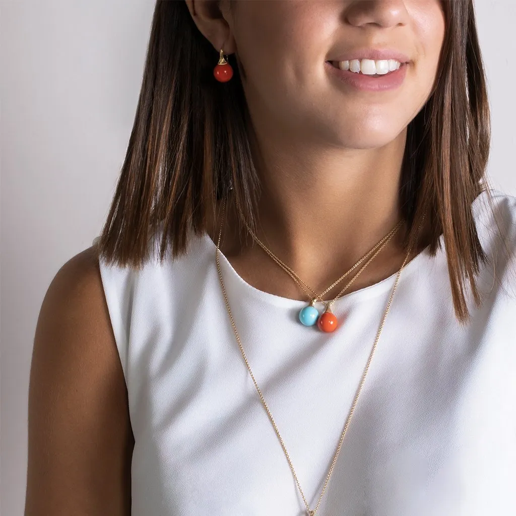 Marco Bicego Africa 18K Yellow Gold Turquoise Boule Pendant Necklace