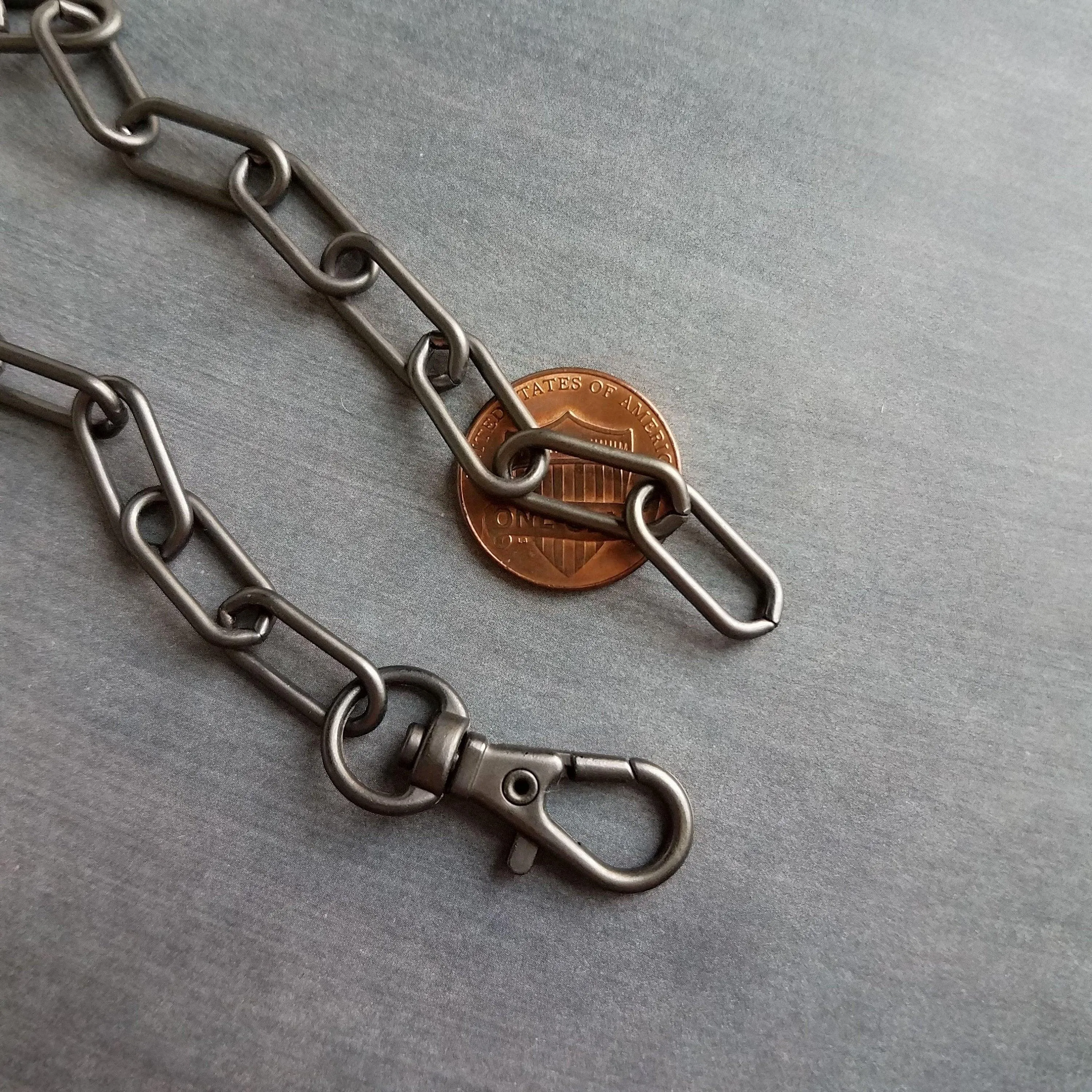 Matte Black Gunmetal Necklace, matte gunmetal chain, paperclip chain, large oval link chain, big front clasp necklace, thick chunky chain