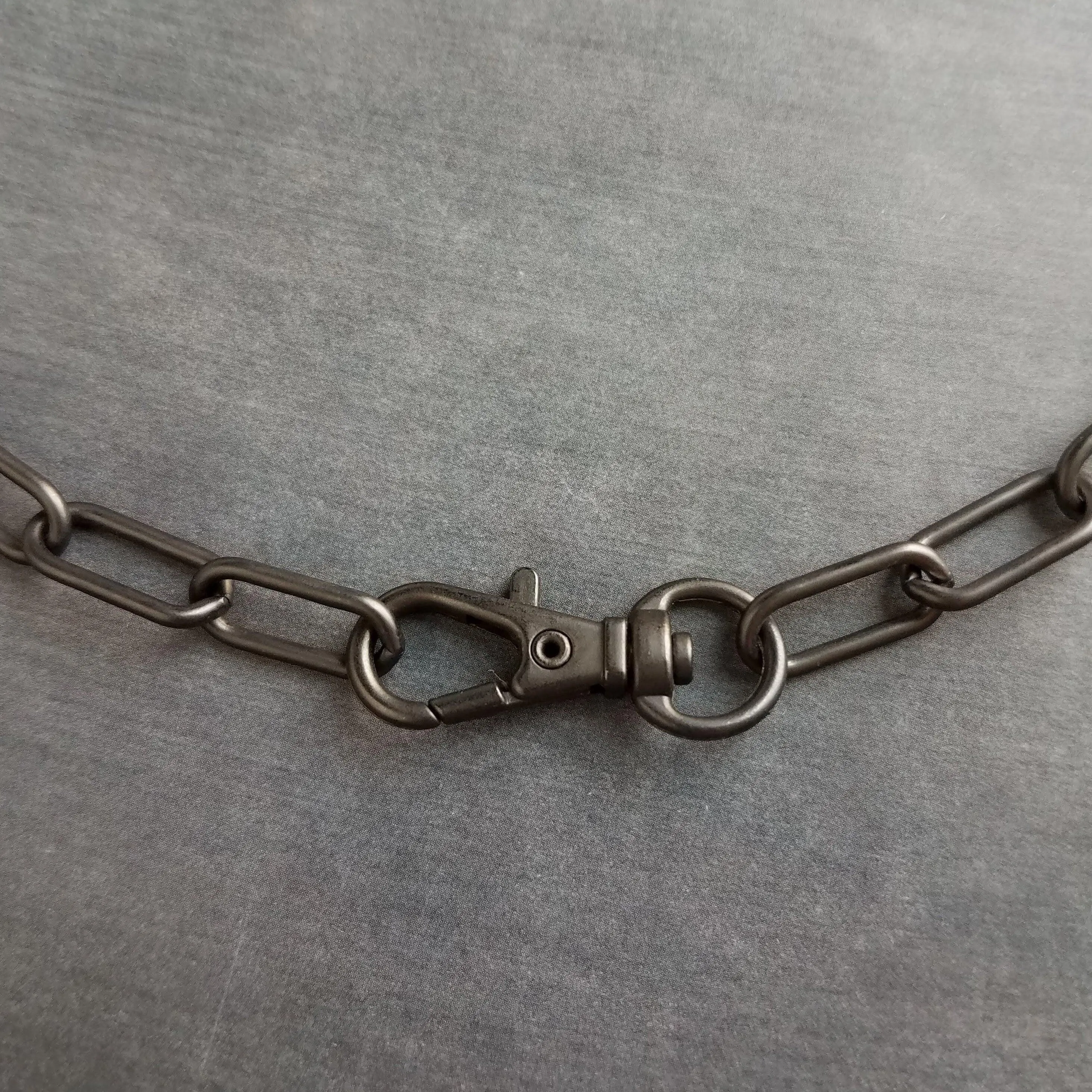 Matte Black Gunmetal Necklace, matte gunmetal chain, paperclip chain, large oval link chain, big front clasp necklace, thick chunky chain