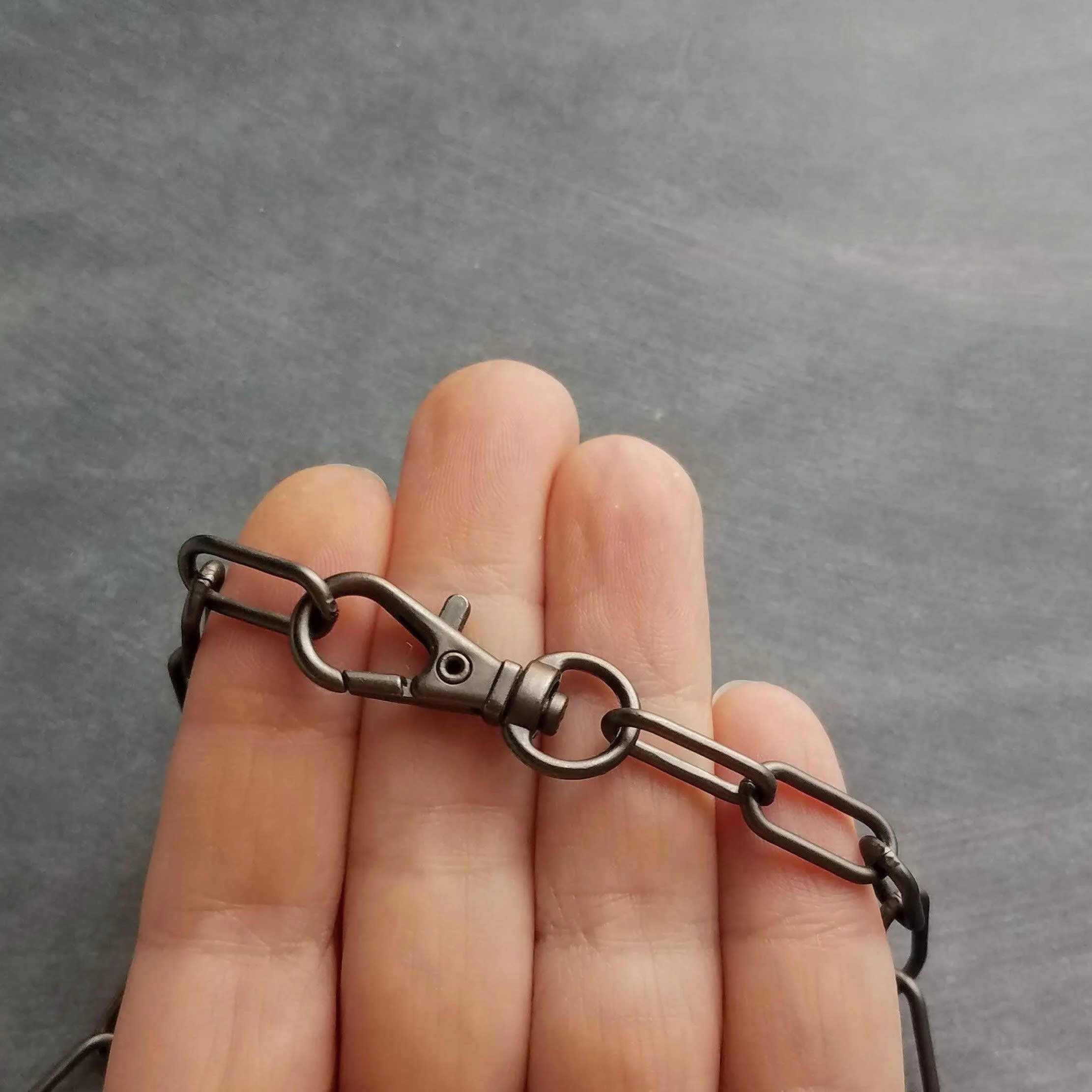 Matte Black Gunmetal Necklace, matte gunmetal chain, paperclip chain, large oval link chain, big front clasp necklace, thick chunky chain