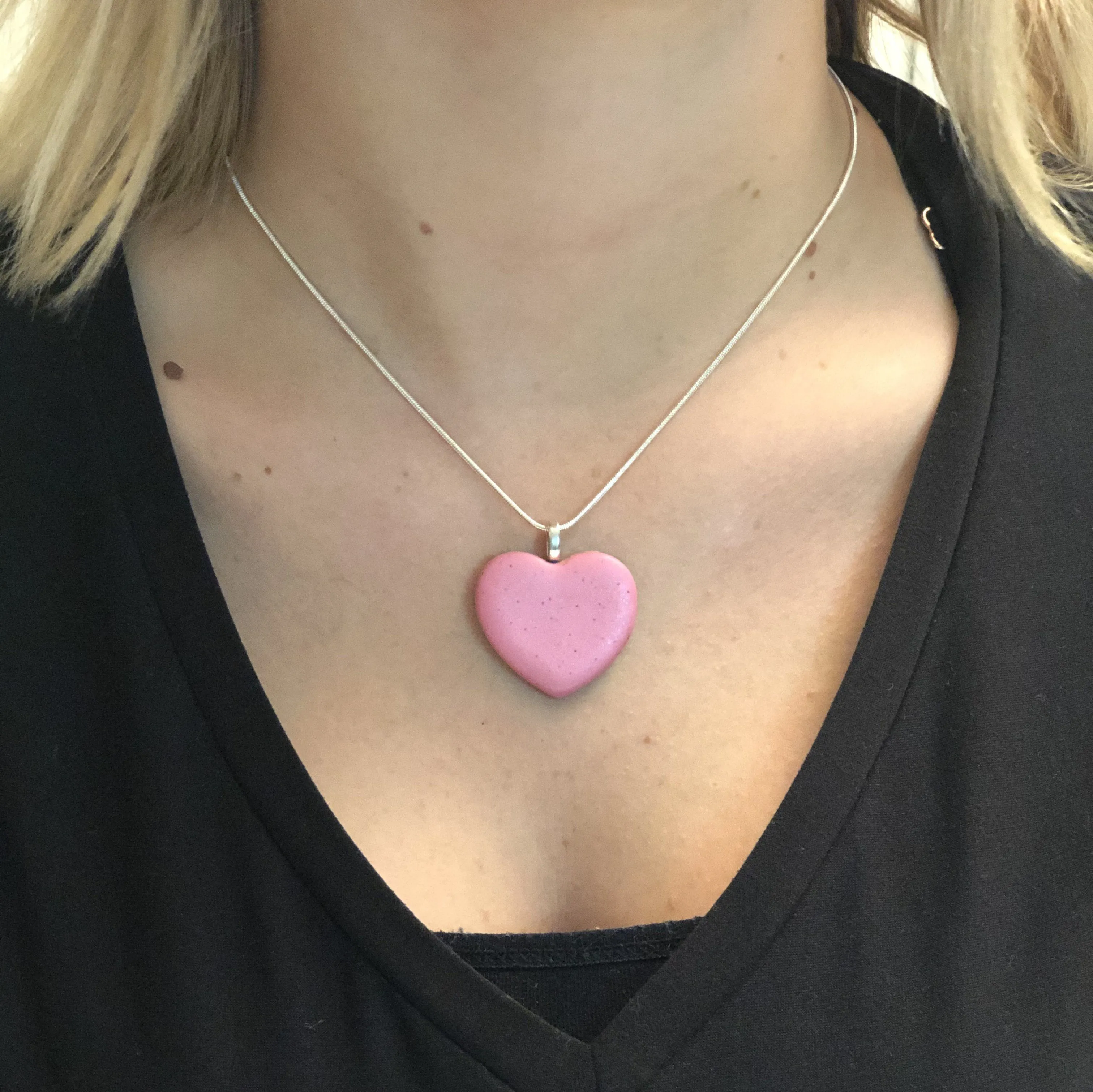 Matte Pink Heart Pendant - X-Large
