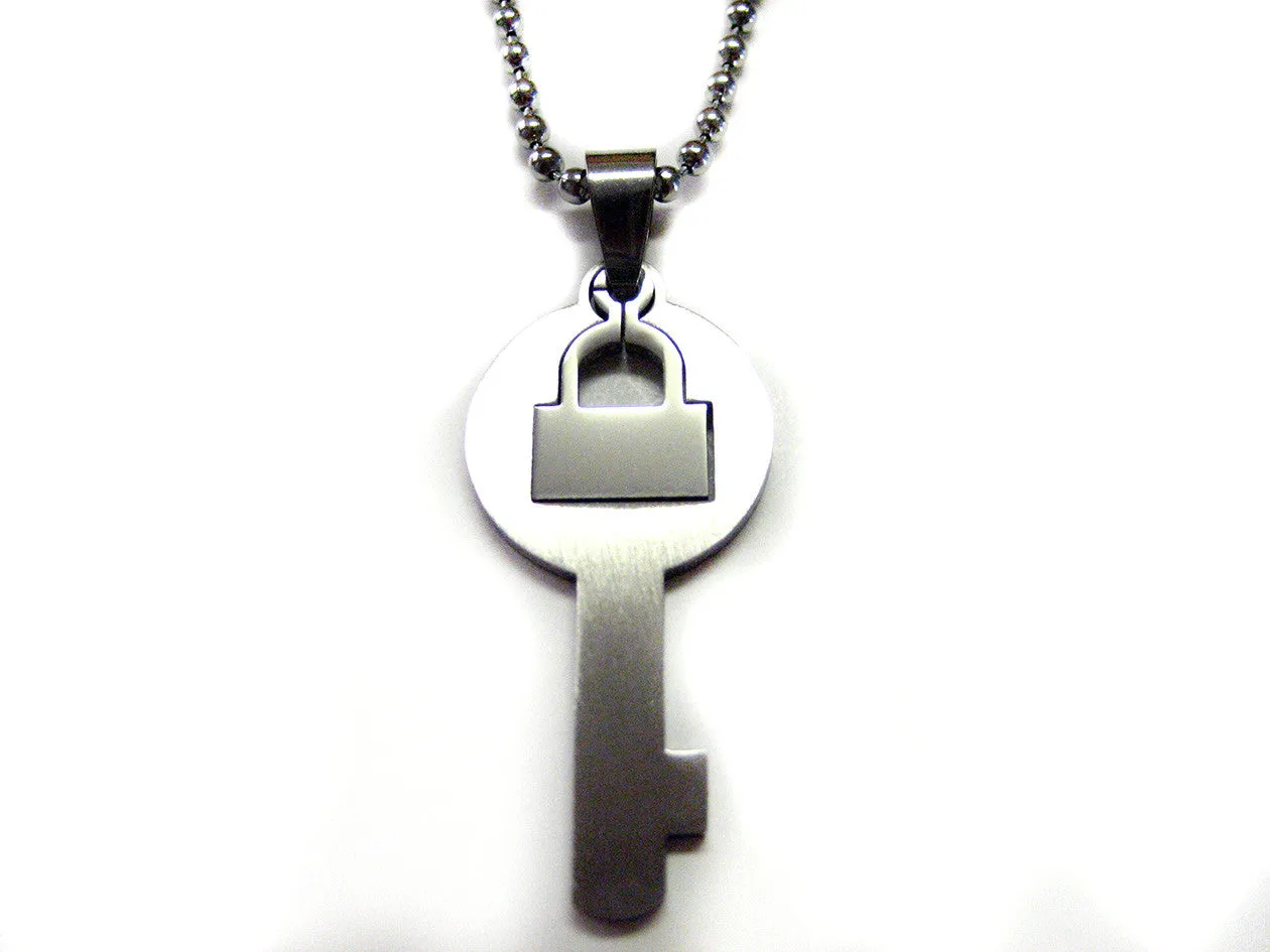 Metal Key Cut Out Pendant Necklace