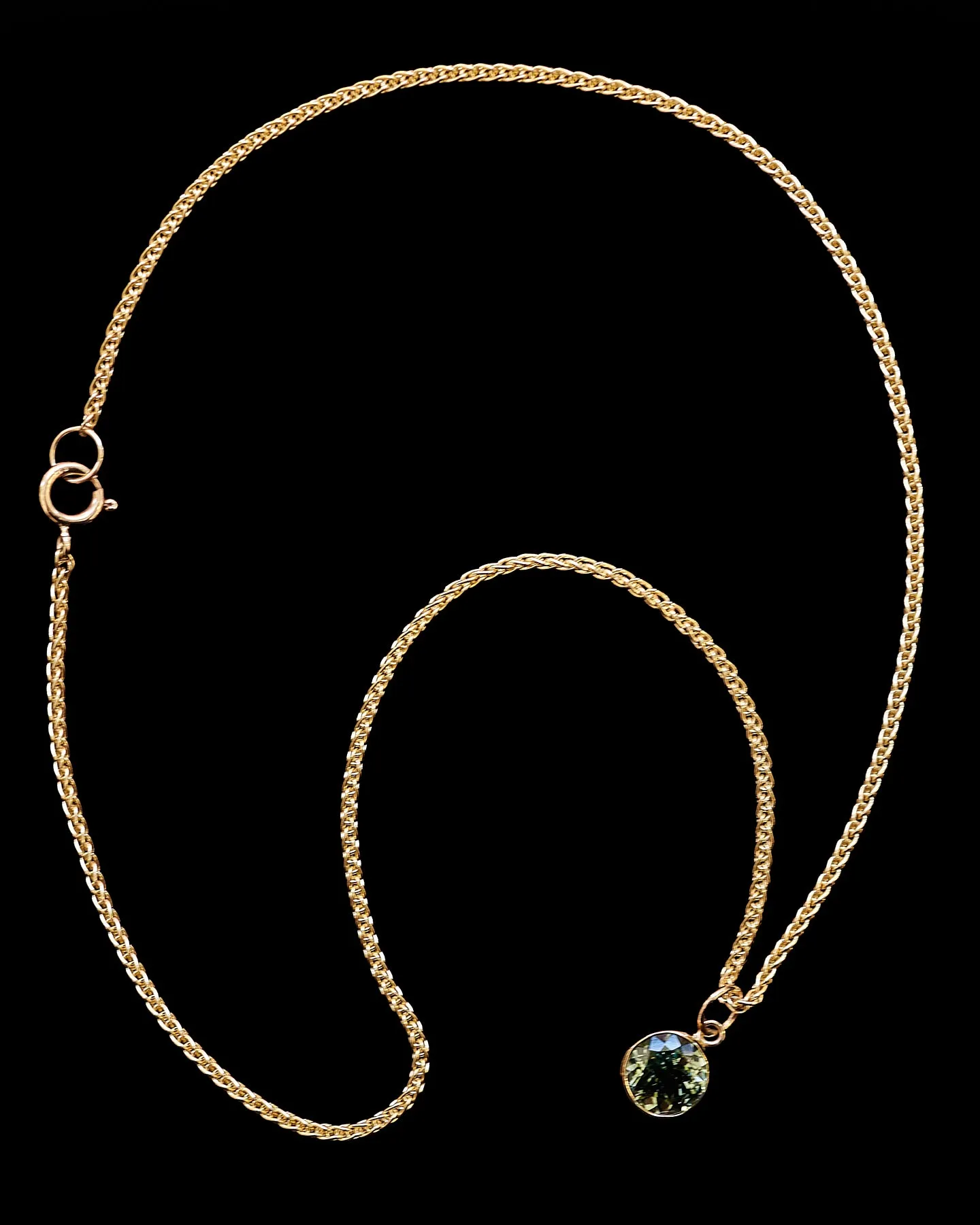 Mint Green Round Tourmaline Bezel Pendant Necklace