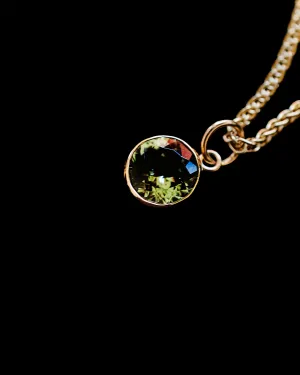 Mint Green Round Tourmaline Bezel Pendant Necklace