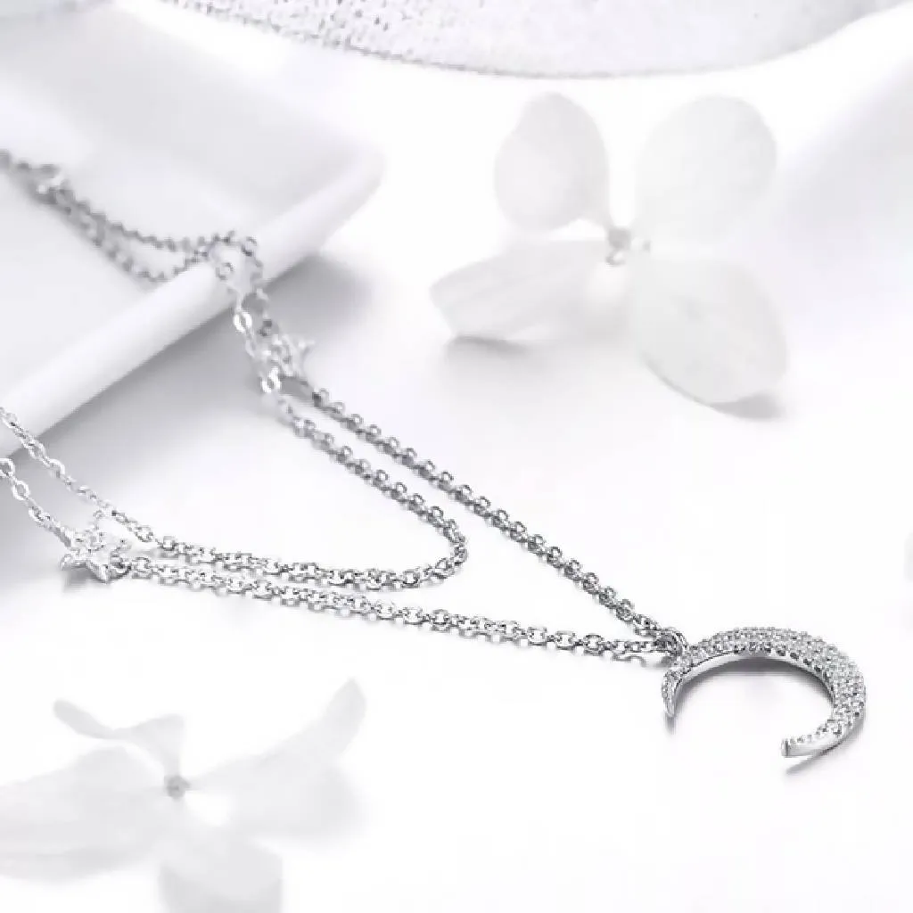 Moon & Star Double Layer Necklace