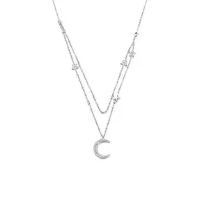 Moon & Star Double Layer Necklace
