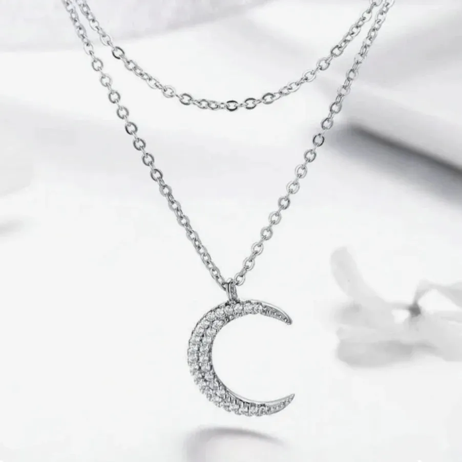 Moon & Star Double Layer Necklace