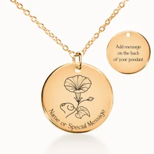 Morning Glory Birth Flower Necklace