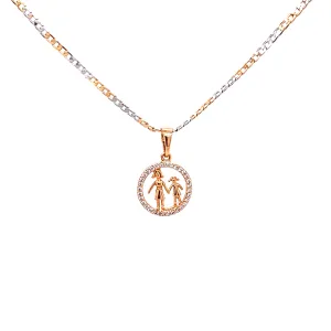 Mother and Daughter Cuban pendant necklace Two Tones Rose GF