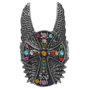 Multicolor Double Wing Cross Stretch Ring