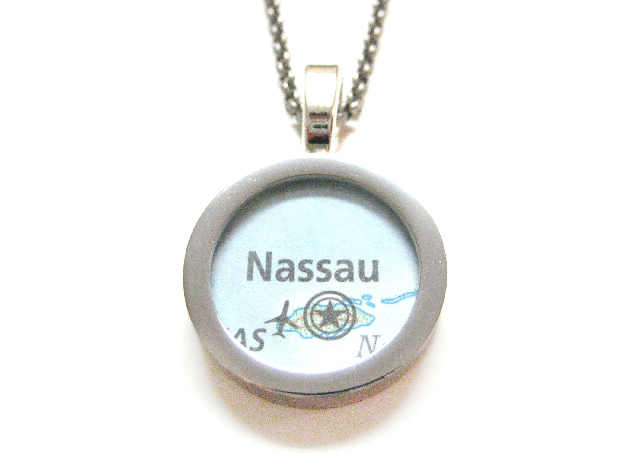 Nassau Bahamas Map Pendant Necklace