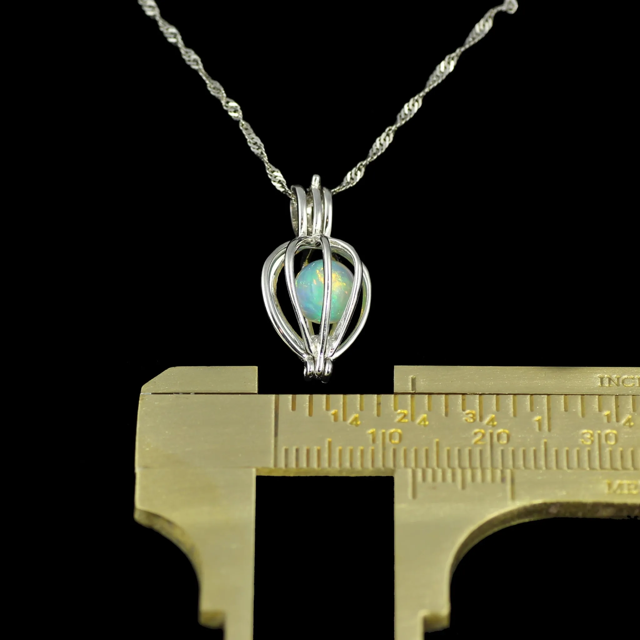 Opal in Silver Cage Necklace