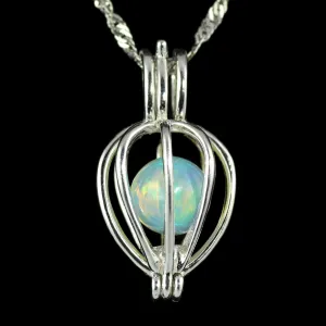 Opal in Silver Cage Necklace