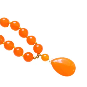 Orange Jade Gemstone Pendant Necklace